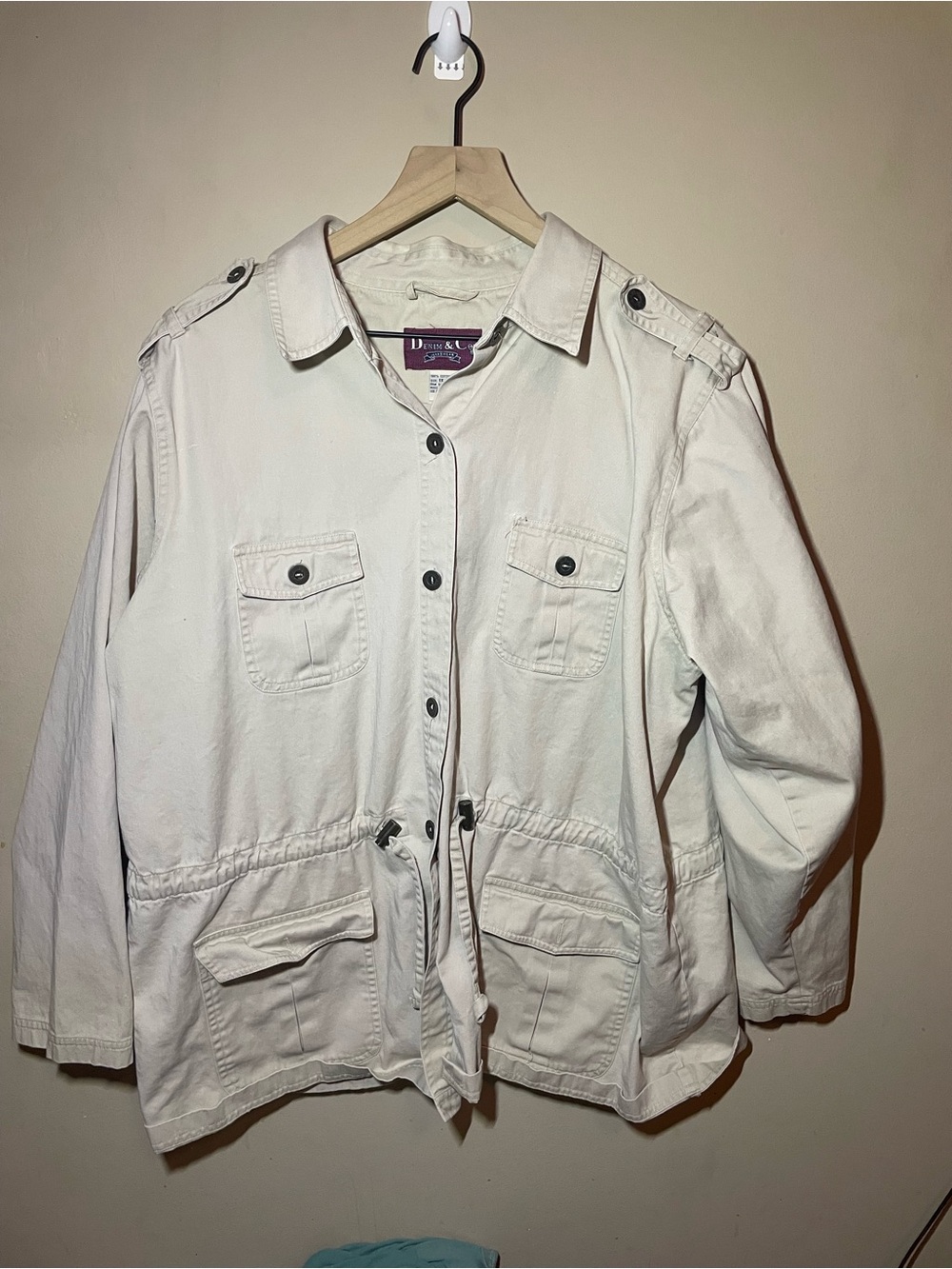 Denim&Co Cotton Utility Safari Jacket 90s Chore Coat